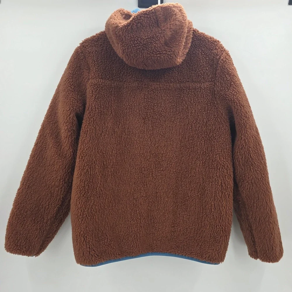 PATAGONIA REVERSIBLE HOODIE KIDS XXL 16-18 2XL BLUE BROWN READY FREDDY JACKET